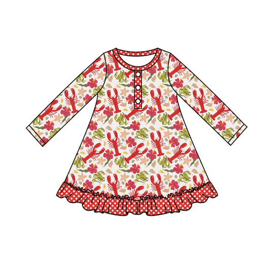 9.1 Baby Girls Crawfish Knee Length Red Dresses preorder(moq 5)