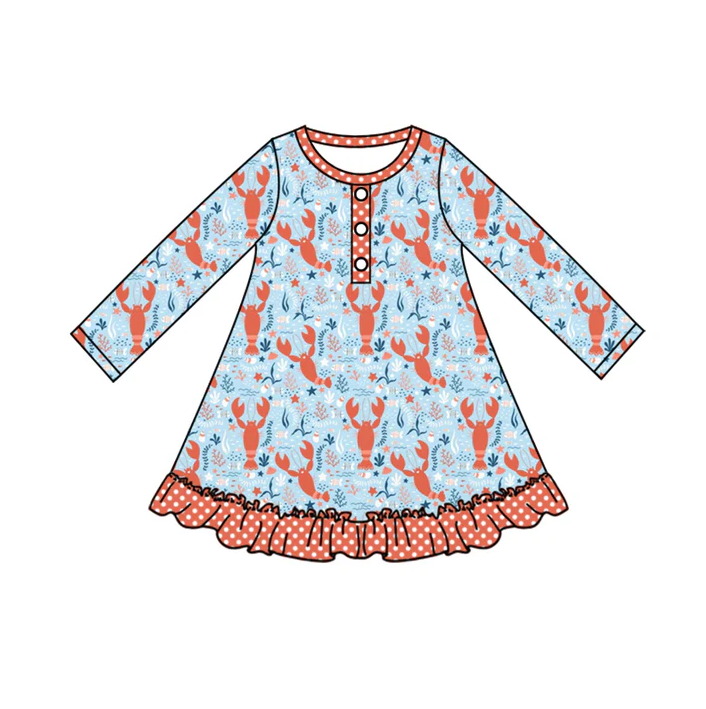9.1 Baby Girls Crawfish Knee Length Blue Dresses preorder(moq 5)