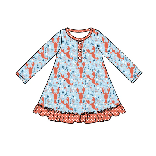 9.1 Baby Girls Crawfish Knee Length Blue Dresses preorder(moq 5)