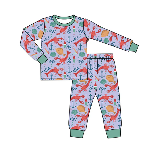 9.1  Baby Kids Crawfish Fishing Shirts Top Pants Pajamas Clothes Sets preorder(moq 5)