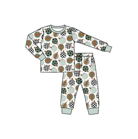 9.2 Preorder (moq 5)Baby Boys Christmas Green Disco Shirts Pants Pajamas Sets