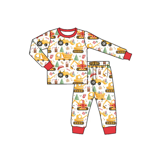 9.2 Preorder (moq 5)Baby Boys Christmas Trucks Shirts Pants Pajamas Sets