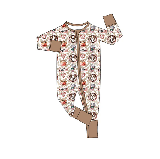 9.2Preorder(moq 5)Baby Girls Leopard Coffee Zipper Footie Rompers