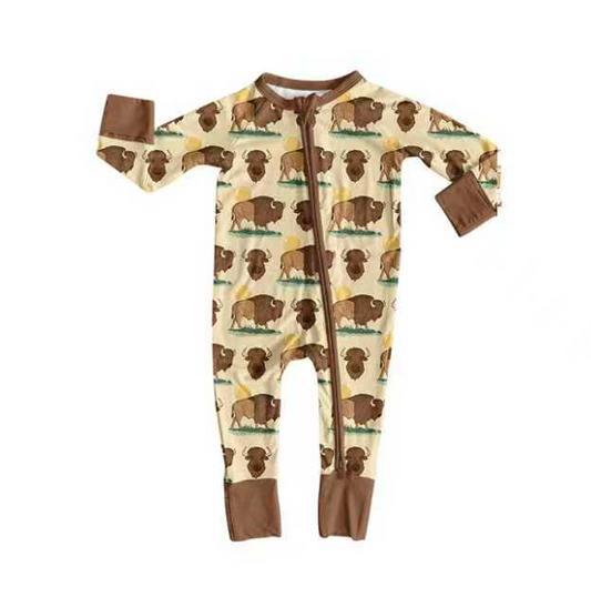 9.2 Preorder(moq 5)Baby Boys Bulls Western Footie Rompers