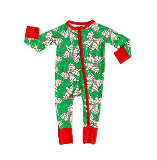 9.3 Preorder(moq 5)Baby Boys Trees Bows Stars Christmas Zipper Footie Rompers