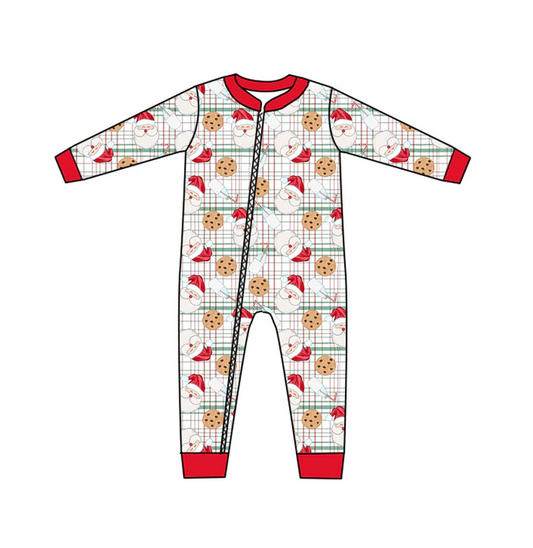 9.4  Baby Infant Christmas Santa Checkered Long Sleeve Rompers preorder(moq 5)