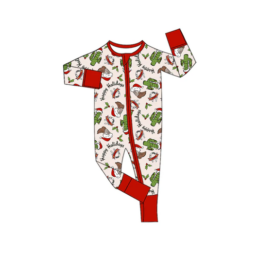 9.4 Preorder moq 5 Baby Infant Girls Long Sleeves Hat Boots Cactus Plaid Zipper Romper