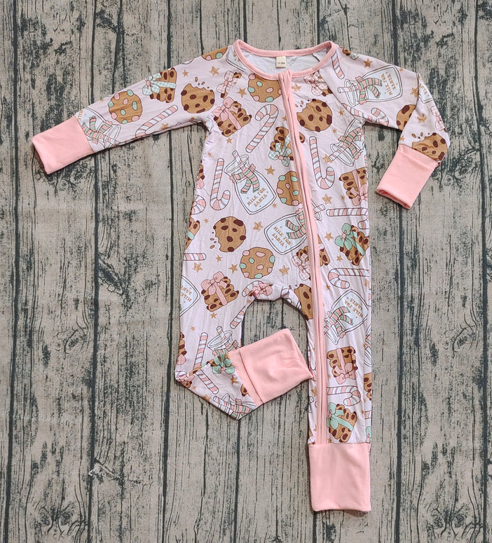 9.4 Preorder (moq 20)Baby Boys Bamboo Long Sleeves Milk Cookie Christmas Zipper Rompers