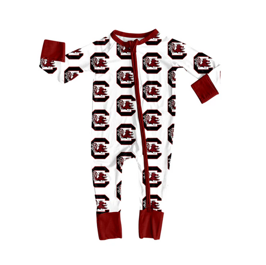 9.4 Preorder moq 5 Baby Infant Boys Black Long Sleeves Red Bull C Plaid Zipper Romper