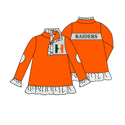 9.5 Baby Girls Orange Team 7 Long Sleeve Pullover Shirt Tops preorder(moq 5)