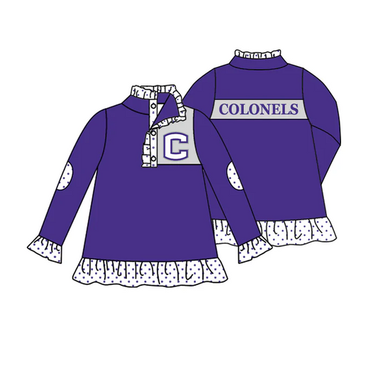 9.5 Baby Girls Purple Team 6 Long Sleeve Pullover Shirt Tops preorder(moq 5)