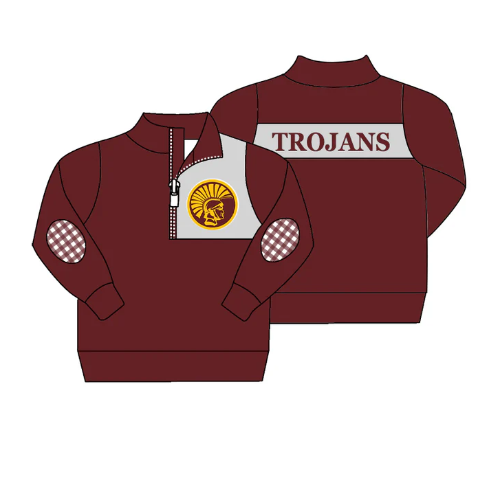 9.5 Baby Boys Dark Red Team 4 Long Sleeve Pullover Shirt Tops preorder(moq 5)