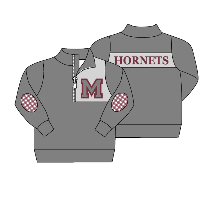 9.5 Baby Boys Grey Team 3 Long Sleeve Pullover Shirt Tops preorder(moq 5)