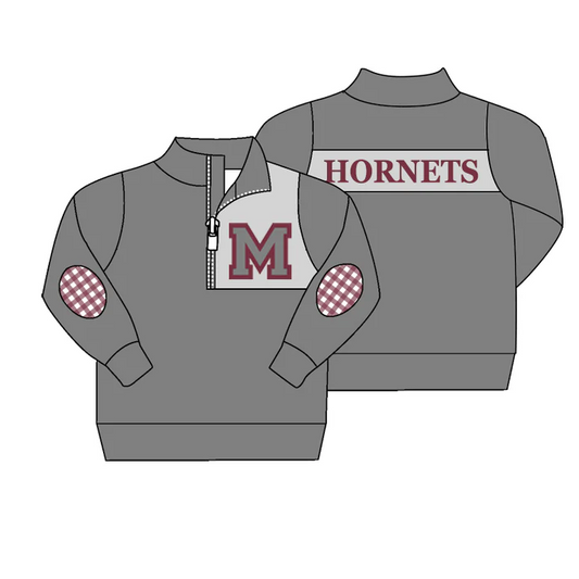 9.5 Baby Boys Grey Team 3 Long Sleeve Pullover Shirt Tops preorder(moq 5)