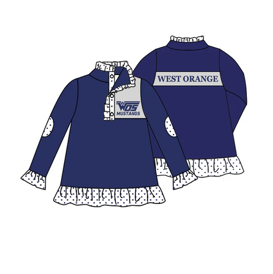 9.5 Baby Girls Navy Team 1 Long Sleeve Pullover Shirt Tops preorder(moq 5)