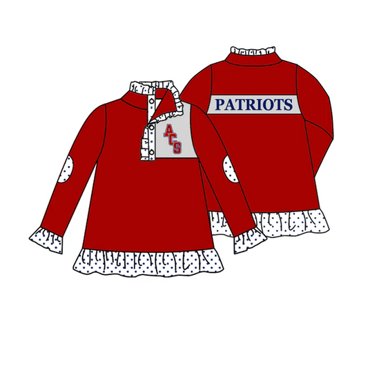 9.5 Baby Girls Red Team 10 Long Sleeve Pullover Shirt Tops preorder(moq 5)