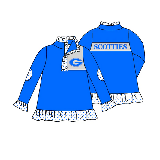 9.5 Baby Girls Blue Team 9 Long Sleeve Pullover Shirt Tops preorder(moq 5)