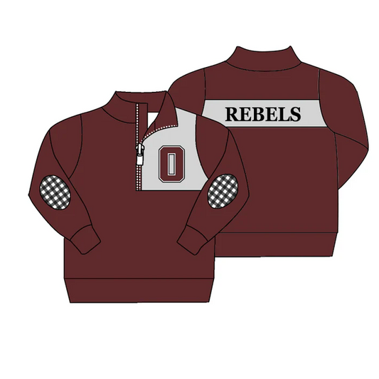 9.5 Baby Boys Long Sleeve Team Dark Red Zip Pullover Shirt Tops preorder(moq 5)