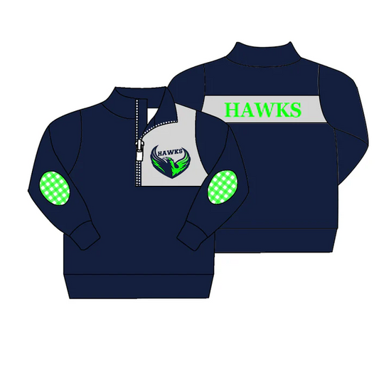 9.5 Baby Boys Long Sleeve Team Navy Green Zip Pullover Shirt Tops preorder(moq 5)