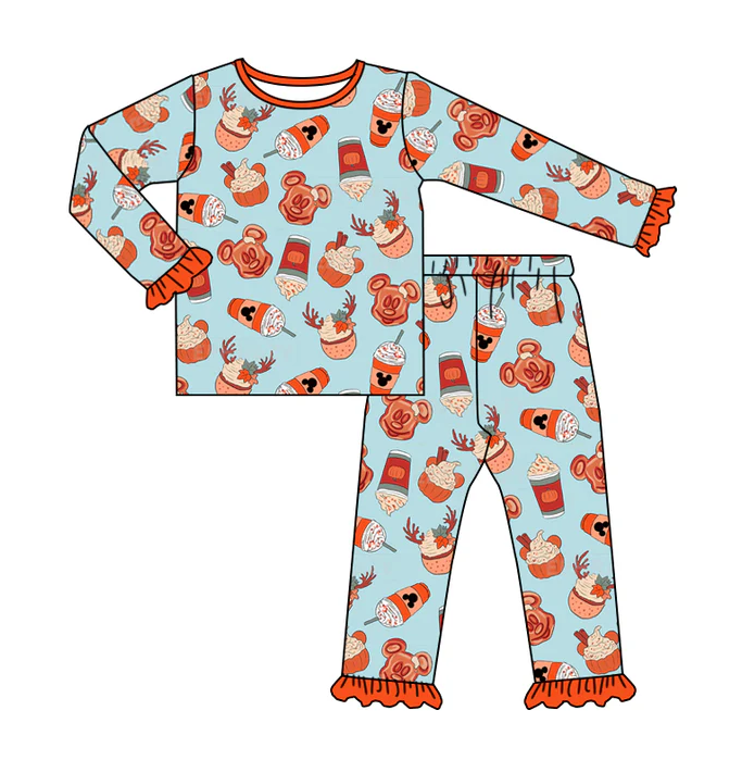 9.5 Baby Girls Cartoon Mouse Cup Pajamas Clothes Sets preorder(moq 5)