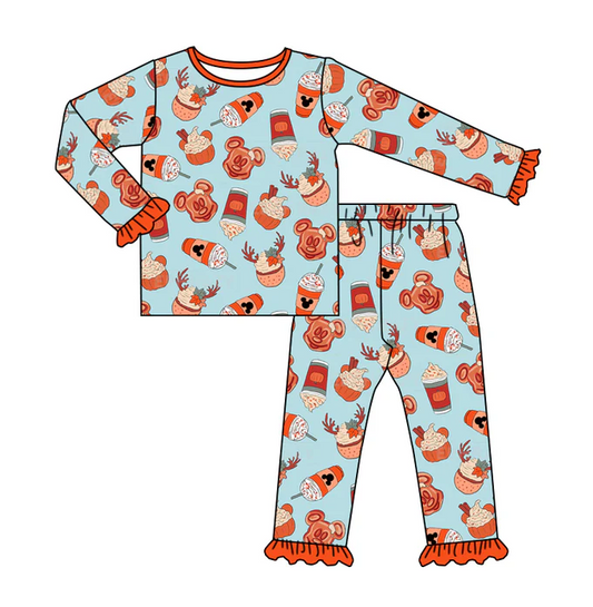 9.5 Baby Girls Cartoon Mouse Cup Pajamas Clothes Sets preorder(moq 5)