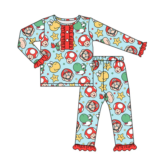 9.5 Baby Girls Game Red Pajamas Clothes Sets preorder(moq 5)