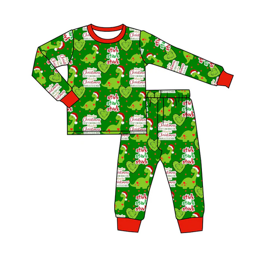 9.5 Baby Boys Christmas Dinosaur Pajamas Clothing Sets preorder(moq 5)
