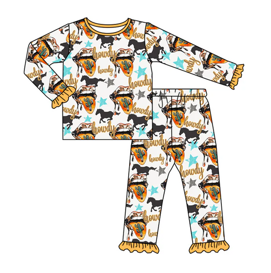 9.6 Baby Girls Western Cactus Pajamas Clothes Sets preorder(moq 5)
