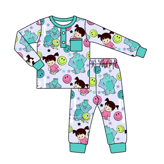 9.6 Baby Boys Cartoon Monster Pajamas Clothes Sets preorder(moq 5)