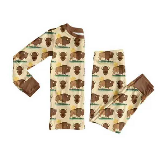 9.6 Preorder (moq 5)Baby Boys Bulls Top Pants Western Pajamas Set