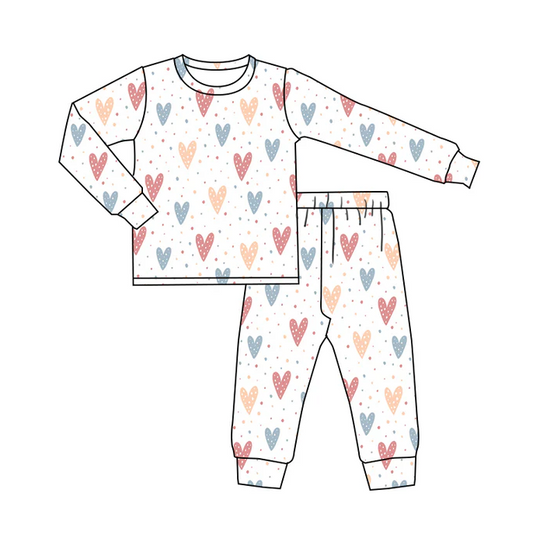9.6 Baby Boys Colorful Hearts Top Pants Pajamas Clothes Sets preorder(MOQ 5)