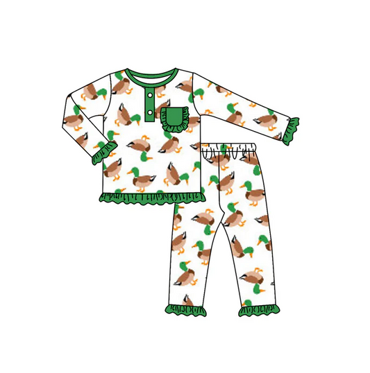 9.6 Baby Girls Duck Pajamas Clothes Sets preorder(moq 5)