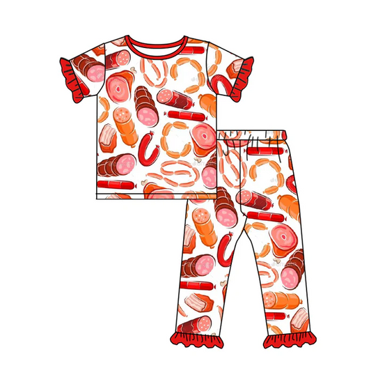 9.6 Baby Girls Ham Sausage Ruffle Pants Pajamas Sets preorder(moq 5)