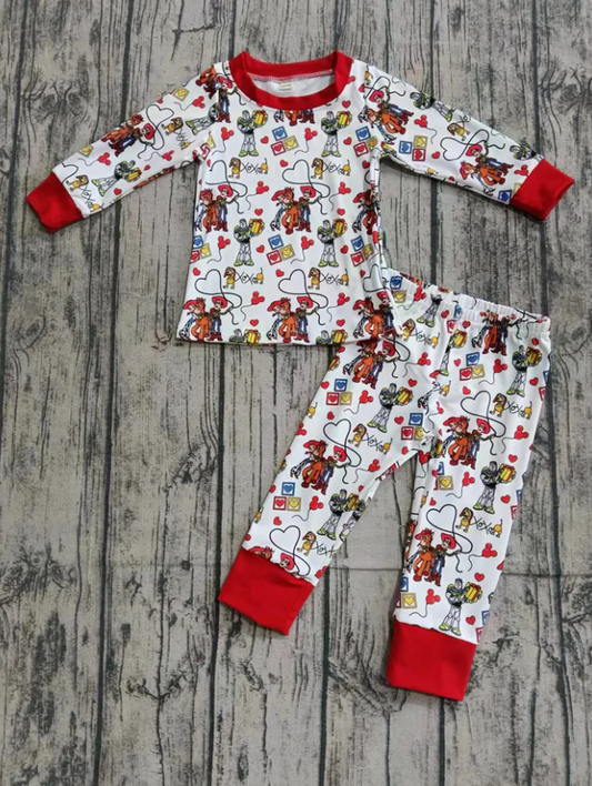9.6 Preorder (moq 5)Baby Boys Valentines Toys Top Pants Pajamas Clothes Sets
