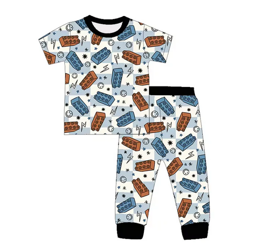 9.6 Baby Girls Puzzle Shirt Pants Pajamas Clothes Sets Preorder(moq 5)