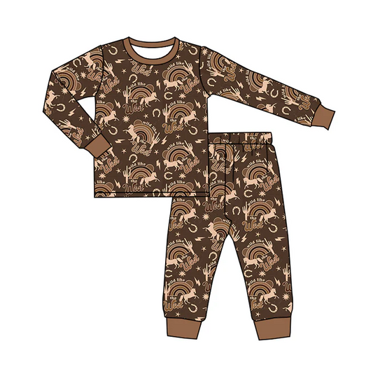 9.6  Baby Boys Rainbow Western Wild Pajamas Clothing Sets preorder(moq 5)