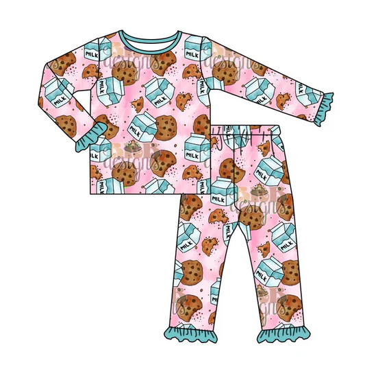 9.6  Baby Girls Pink Milk Cookie Pajamas Clothing Sets preorder(moq 5)