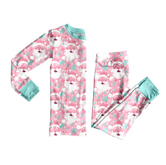 9.6 Preorder (moq 5)Baby Girls Santa Snowflake Plaid Top Pants Christmas Pajamas Set