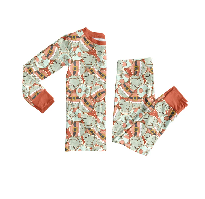 9.6 Preorder (moq 5)Baby Boys Green Faces Plaid Top Pants Christmas Pajamas Set