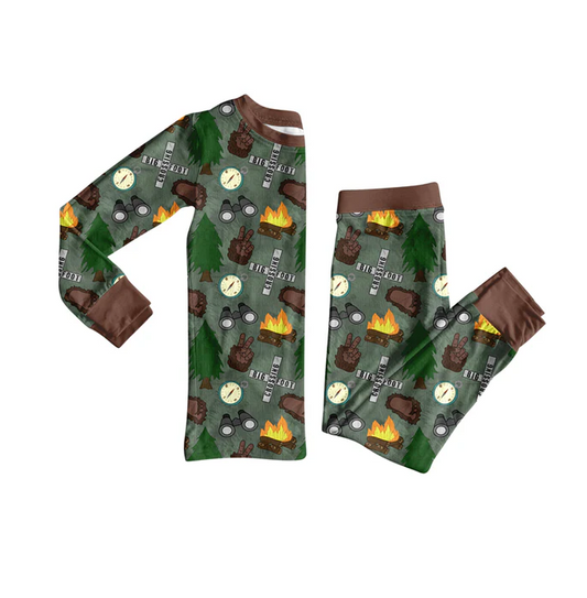 9.6 Preorder (moq 5)Baby Boys Long Sleeves Western Camping Top Pant Pajamas Set