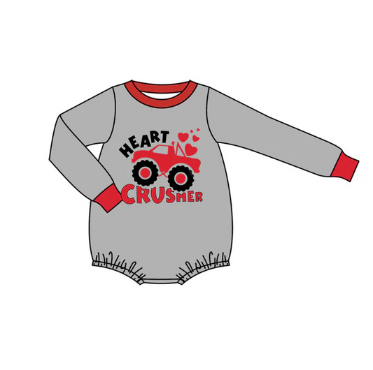 9.8 Preorder (moq 5)Baby Boys Hearts Trucks Valentine Long Sleeve Rompers