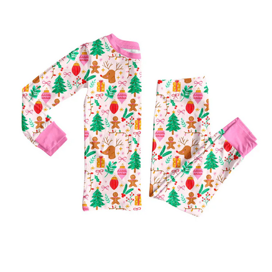 9.8 Preorder (moq 5)Baby Girls Gifts Deer Top Pants Christmas Pajamas Sets