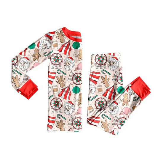 9.8Preorder (moq 5)Baby Girls Santa Gingerbread Candy Top Pants Christmas Pajamas Sets Regular price$9.50 USD