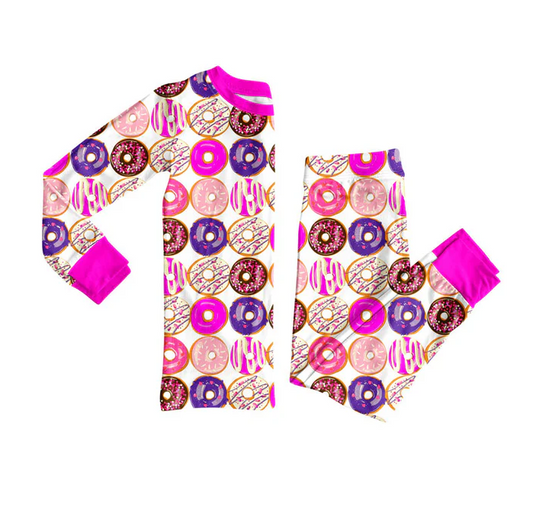 9.10 Preorder (moq 5)Baby Girls Colorful Donuts Top Pants Valentine Pajamas Sets