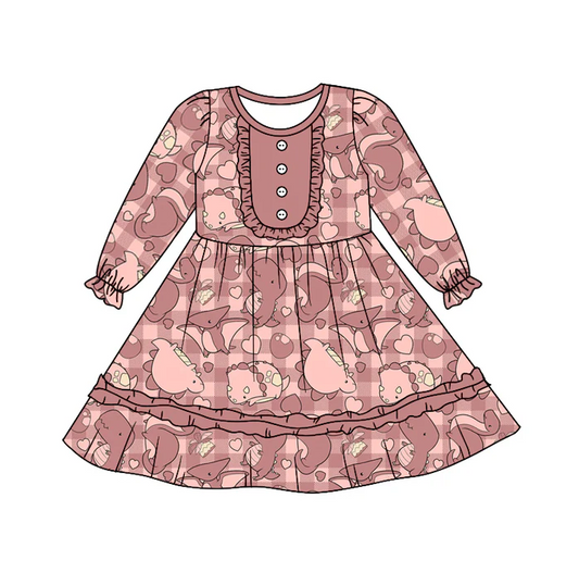 9.10 Baby Girls Dinosaur Pink Knee Length Dresses preorder(moq 5)