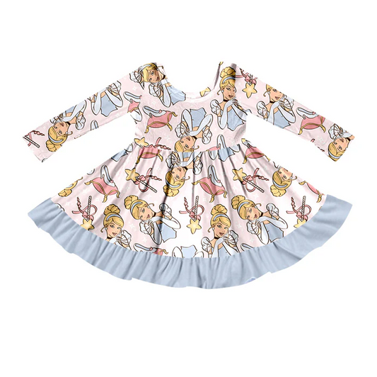 9.10 Baby Girls Princess Blue Knee Length Dresses preorder(moq 5)