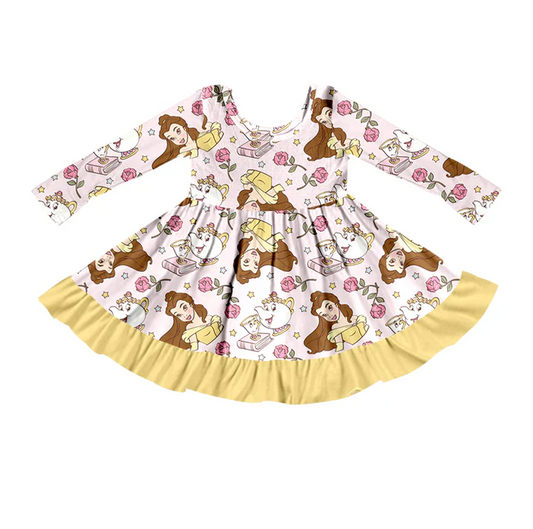 9.10 Baby Girls Princess Rose Knee Length Dresses preorder(moq 5)