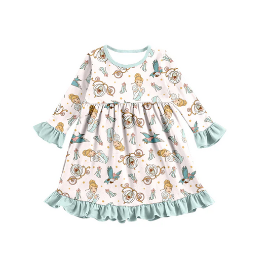 9.10 Baby Girls Blue Princess Knee Length Dresses preorder(moq 5)
