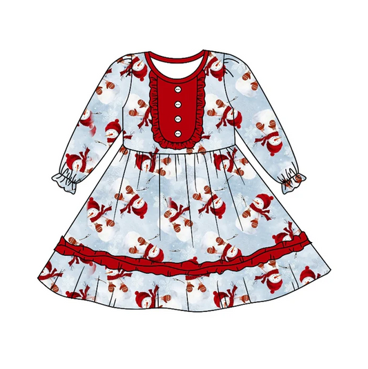 9.10 Baby Girls Long Sleeve Snowman Knee Length Dresses preorder(moq 5)