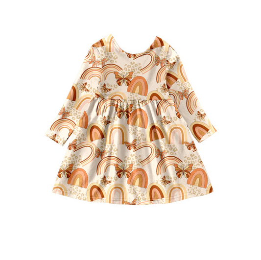 9.10  Baby Girls Rainbow Flowers Knee Length Dresses preorder(moq 5)